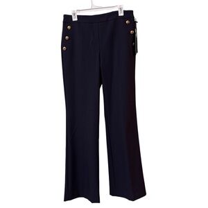 NWT Rachel Zoe Navy Flare Pants with Gold Buttons size 10